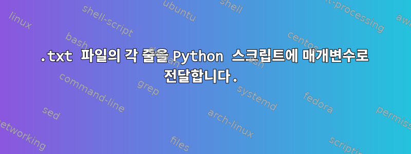 .txt 파일의 각 줄을 Python 스크립트에 매개변수로 전달합니다.