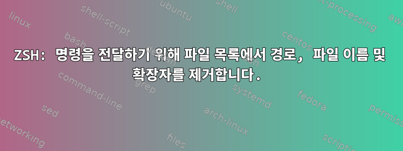 ZSH: 명령을 전달하기 위해 파일 목록에서 경로, 파일 이름 및 확장자를 제거합니다.