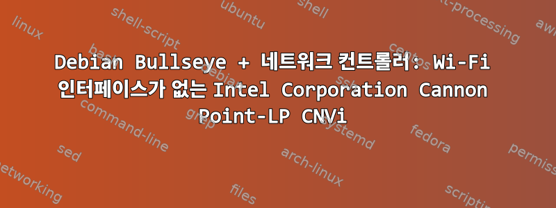 Debian Bullseye + 네트워크 컨트롤러: Wi-Fi 인터페이스가 없는 Intel Corporation Cannon Point-LP CNVi