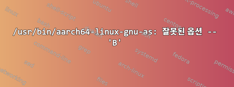 /usr/bin/aarch64-linux-gnu-as: 잘못된 옵션 -- 'B'