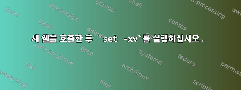 새 쉘을 호출한 후 `set -xv`를 실행하십시오.