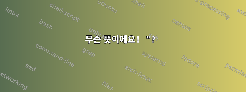 무슨 뜻이에요! "?