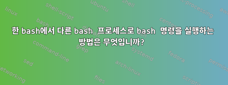 한 bash에서 다른 bash 프로세스로 bash 명령을 실행하는 방법은 무엇입니까?