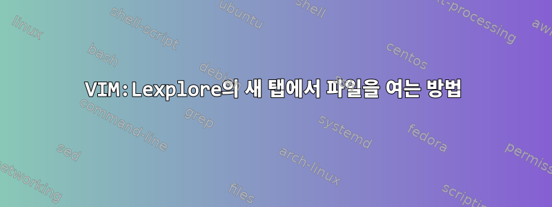 VIM:Lexplore의 새 탭에서 파일을 여는 방법