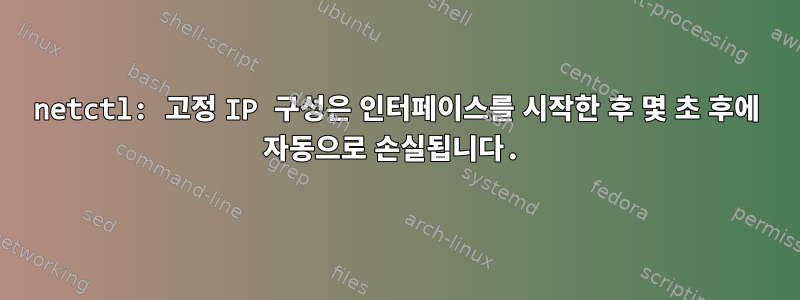 netctl: 고정 IP 구성은 인터페이스를 시작한 후 몇 초 후에 자동으로 손실됩니다.