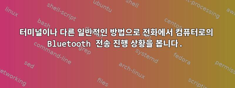 터미널이나 다른 일반적인 방법으로 전화에서 컴퓨터로의 Bluetooth 전송 진행 상황을 봅니다.