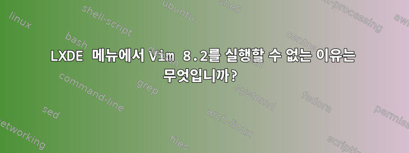 LXDE 메뉴에서 Vim 8.2를 실행할 수 없는 이유는 무엇입니까?