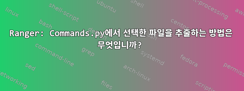 Ranger: Commands.py에서 선택한 파일을 추출하는 방법은 무엇입니까?