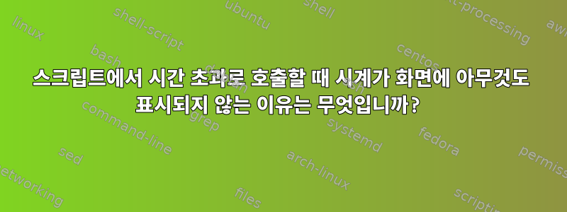 스크립트에서 시간 초과로 호출할 때 시계가 화면에 아무것도 표시되지 않는 이유는 무엇입니까?