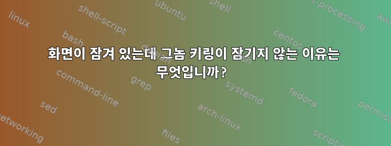 화면이 잠겨 있는데 그놈 키링이 잠기지 않는 이유는 무엇입니까?