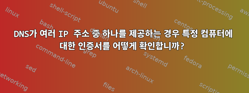 DNS가 여러 IP 주소 중 하나를 제공하는 경우 특정 컴퓨터에 대한 인증서를 어떻게 확인합니까?