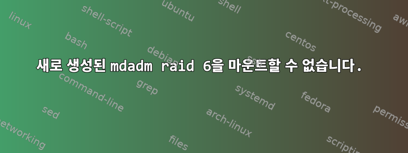 새로 생성된 mdadm raid 6을 마운트할 수 없습니다.