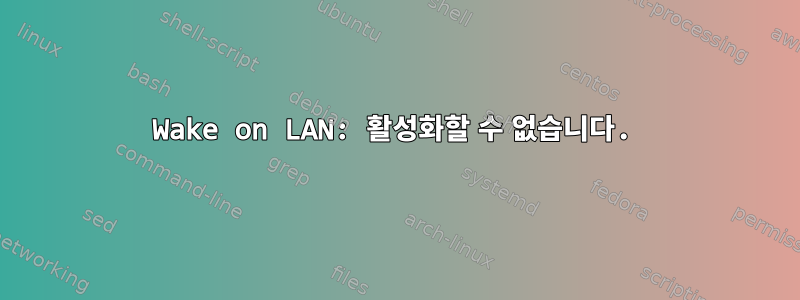 Wake on LAN: 활성화할 수 없습니다.