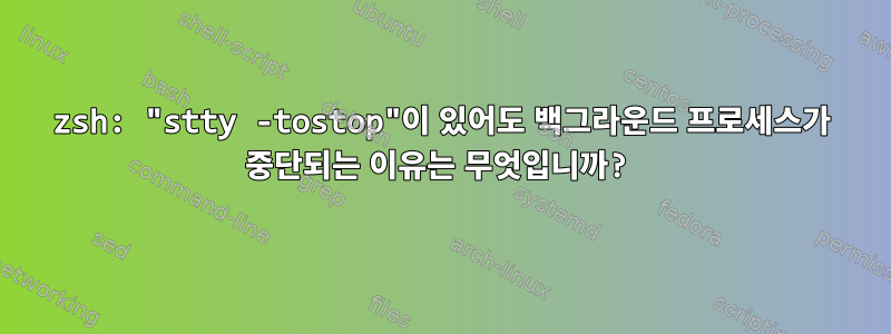 zsh: "stty -tostop"이 있어도 백그라운드 프로세스가 중단되는 이유는 무엇입니까?