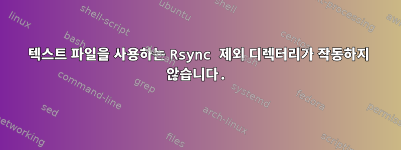 텍스트 파일을 사용하는 Rsync 제외 디렉터리가 작동하지 않습니다.