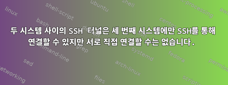 두 시스템 사이의 SSH 터널은 세 번째 시스템에만 SSH를 통해 연결할 수 있지만 서로 직접 연결할 수는 없습니다.