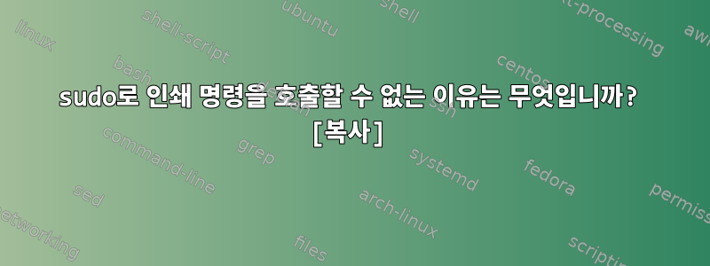 sudo로 인쇄 명령을 호출할 수 없는 이유는 무엇입니까? [복사]