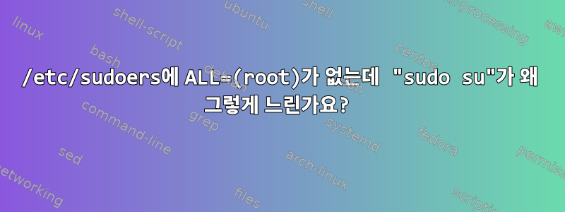 /etc/sudoers에 ALL=(root)가 없는데 "sudo su"가 왜 그렇게 느린가요?