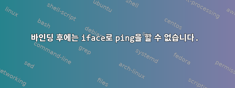 바인딩 후에는 iface로 ping을 할 수 없습니다.