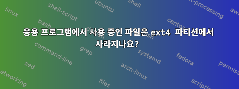 응용 프로그램에서 사용 중인 파일은 ext4 파티션에서 사라지나요?