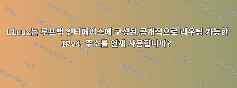 Linux는 루프백 인터페이스에 구성된 공개적으로 라우팅 가능한 IPv4 주소를 언제 사용합니까?