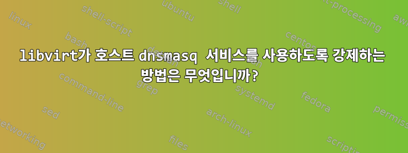 libvirt가 호스트 dnsmasq 서비스를 사용하도록 강제하는 방법은 무엇입니까?