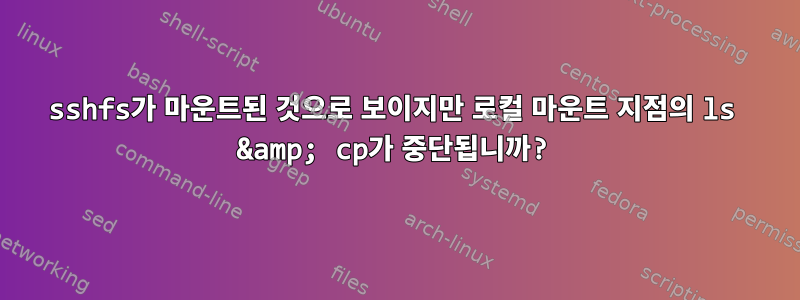 sshfs가 마운트된 것으로 보이지만 로컬 마운트 지점의 ls &amp; cp가 중단됩니까?