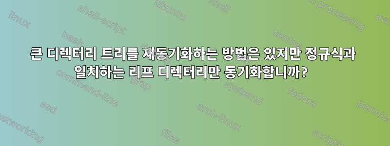 큰 디렉터리 트리를 재동기화하는 방법은 있지만 정규식과 일치하는 리프 디렉터리만 동기화합니까?