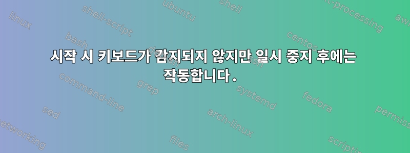 시작 시 키보드가 감지되지 않지만 일시 중지 후에는 작동합니다.