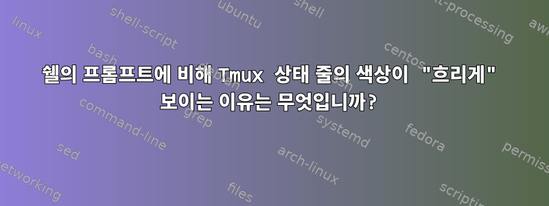 쉘의 프롬프트에 비해 Tmux 상태 줄의 색상이 "흐리게" 보이는 이유는 무엇입니까?