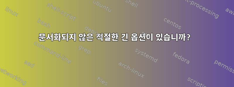 문서화되지 않은 적절한 긴 옵션이 있습니까?