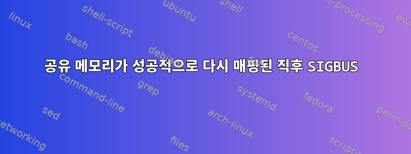 공유 메모리가 성공적으로 다시 매핑된 직후 SIGBUS