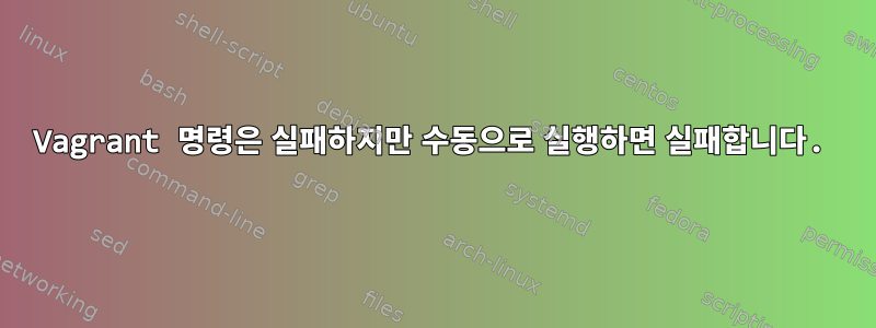 Vagrant 명령은 실패하지만 수동으로 실행하면 실패합니다.