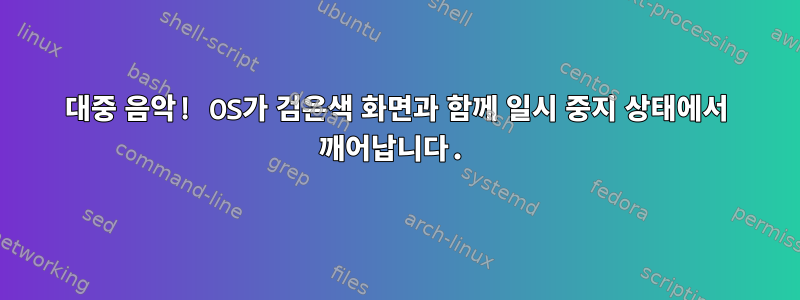 대중 음악! OS가 검은색 화면과 함께 일시 중지 상태에서 깨어납니다.