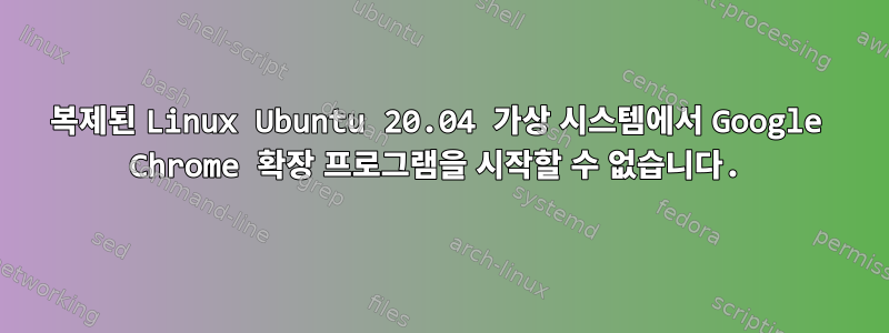 복제된 Linux Ubuntu 20.04 가상 시스템에서 Google Chrome 확장 프로그램을 시작할 수 없습니다.