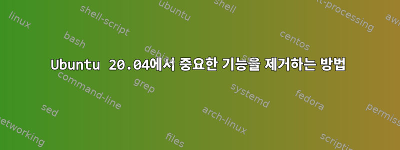 Ubuntu 20.04에서 중요한 기능을 제거하는 방법