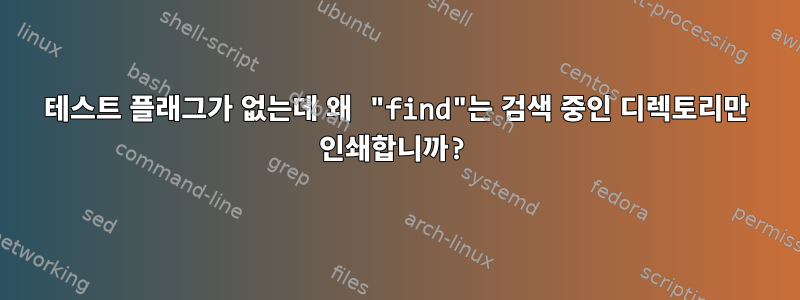 테스트 플래그가 없는데 왜 "find"는 검색 중인 디렉토리만 인쇄합니까?