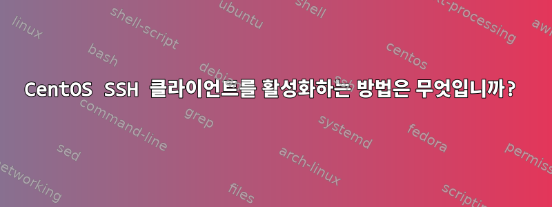 CentOS SSH 클라이언트를 활성화하는 방법은 무엇입니까?