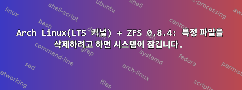Arch Linux(LTS 커널) + ZFS 0.8.4: 특정 파일을 삭제하려고 하면 시스템이 잠깁니다.