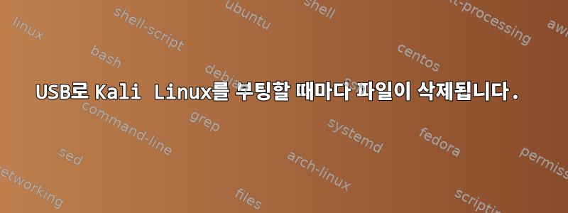 USB로 Kali Linux를 부팅할 때마다 파일이 삭제됩니다.