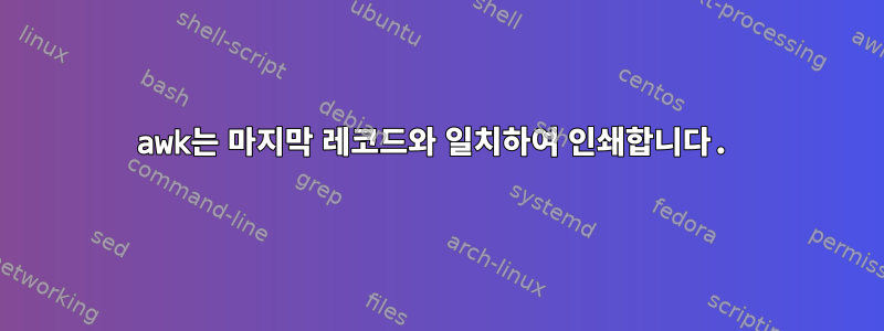 awk는 마지막 레코드와 일치하여 인쇄합니다.