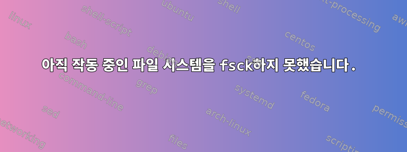 아직 작동 중인 파일 시스템을 fsck하지 못했습니다.