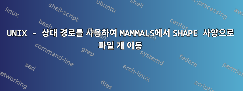 UNIX - 상대 경로를 사용하여 MAMMALS에서 SHAPE 사양으로 파일 개 이동