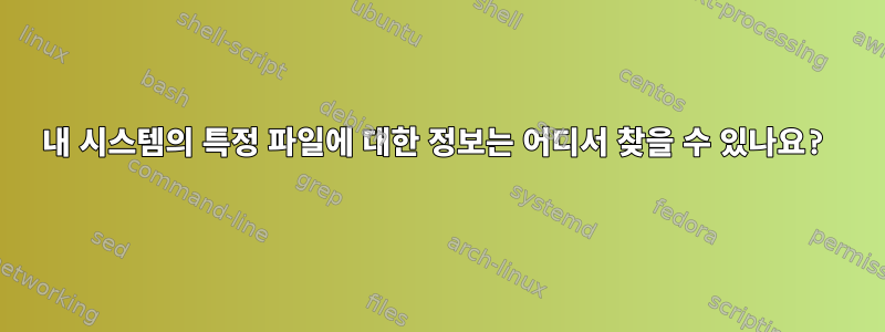 내 시스템의 특정 파일에 대한 정보는 어디서 찾을 수 있나요?