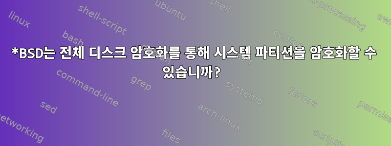 *BSD는 전체 디스크 암호화를 통해 시스템 파티션을 암호화할 수 있습니까?