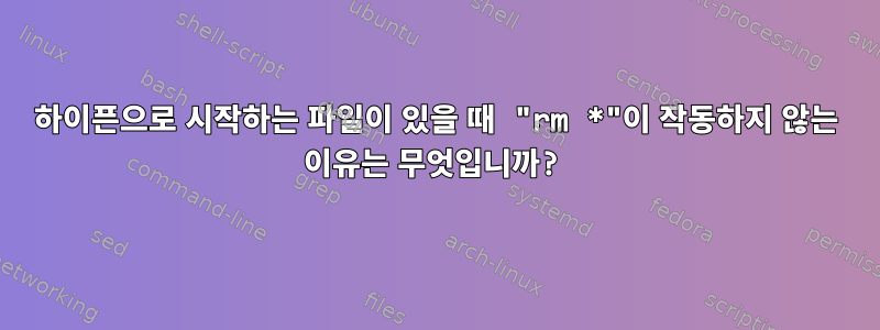 하이픈으로 시작하는 파일이 있을 때 "rm *"이 작동하지 않는 이유는 무엇입니까?