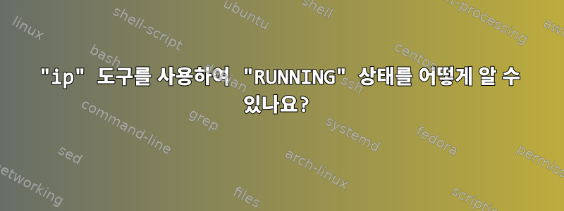 "ip" 도구를 사용하여 "RUNNING" 상태를 어떻게 알 수 있나요?