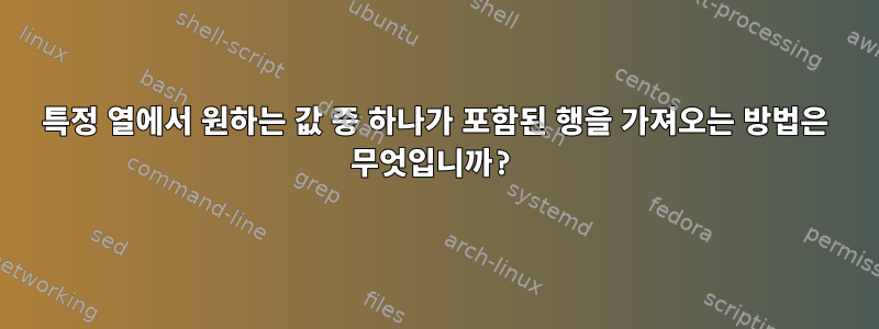 특정 열에서 원하는 값 중 하나가 포함된 행을 가져오는 방법은 무엇입니까?