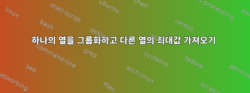 하나의 열을 그룹화하고 다른 열의 최대값 가져오기