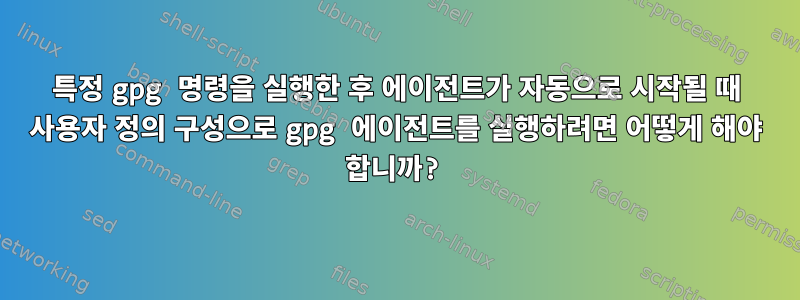 특정 gpg 명령을 실행한 후 에이전트가 자동으로 시작될 때 사용자 정의 구성으로 gpg 에이전트를 실행하려면 어떻게 해야 합니까?